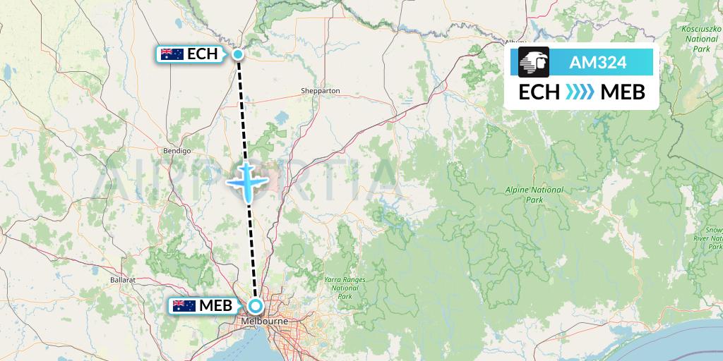 AM324 Aeromexico Flight Map: Echuca to Essendon
