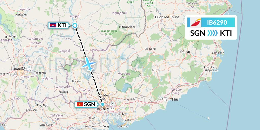 IB6290 Iberia Flight Map: Ho Chi Minh City to Kratie