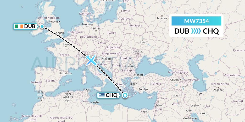 MW7354 Mokulele Flight Service Flight Map: Dublin to Chania