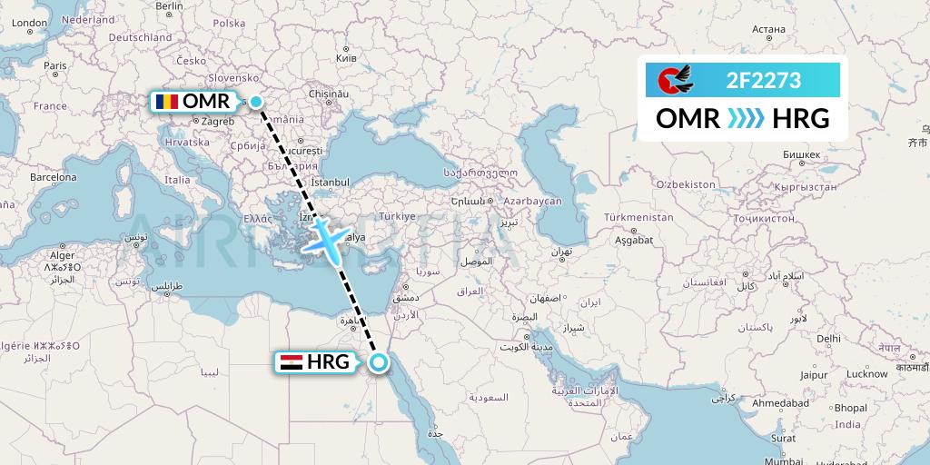 2F2273 twoFlex Taxi Aereo Flight Map: Oradea to Hurghada