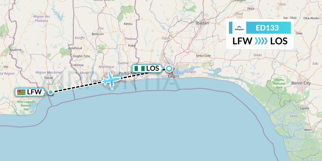 ED133 AirExplore Flight Map: Lome to Lagos