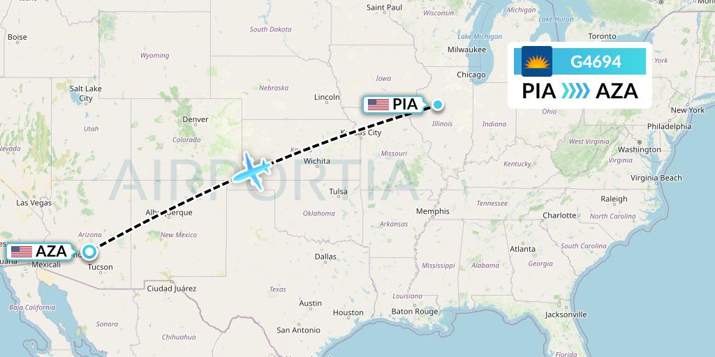 G4694 Allegiant Air Flight Map: Peoria to Phoenix
