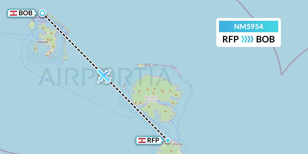 NM5954 Air Moana Flight Map: Raiatea to Bora Bora