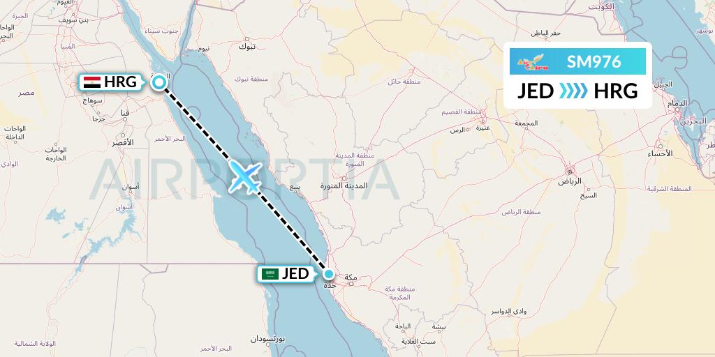 SM976 Air Cairo Flight Map: Jeddah to Hurghada