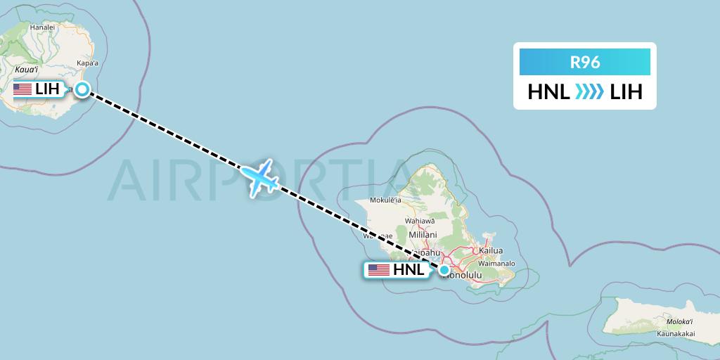 R96 Roblex Aviation Flight Map: Honolulu to Lihue