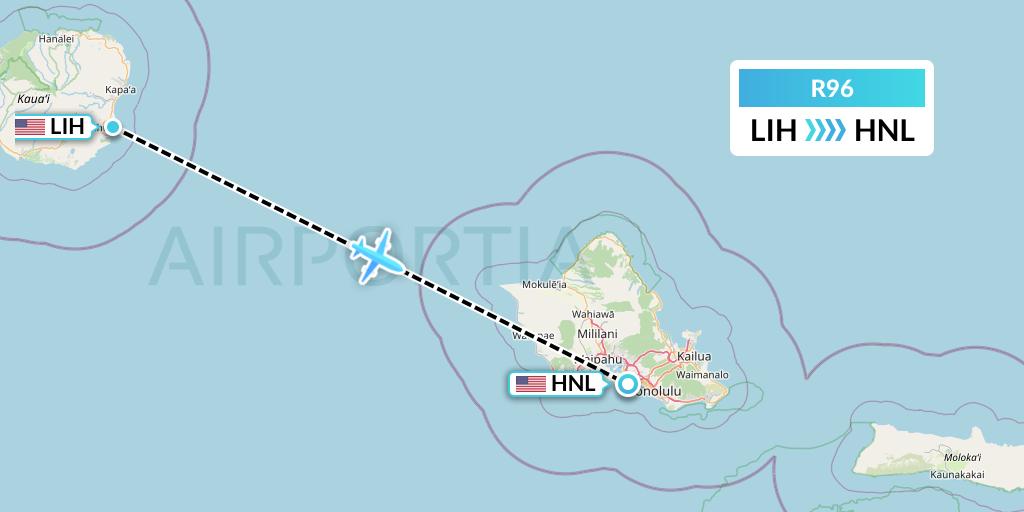 R96 Roblex Aviation Flight Map: Lihue to Honolulu