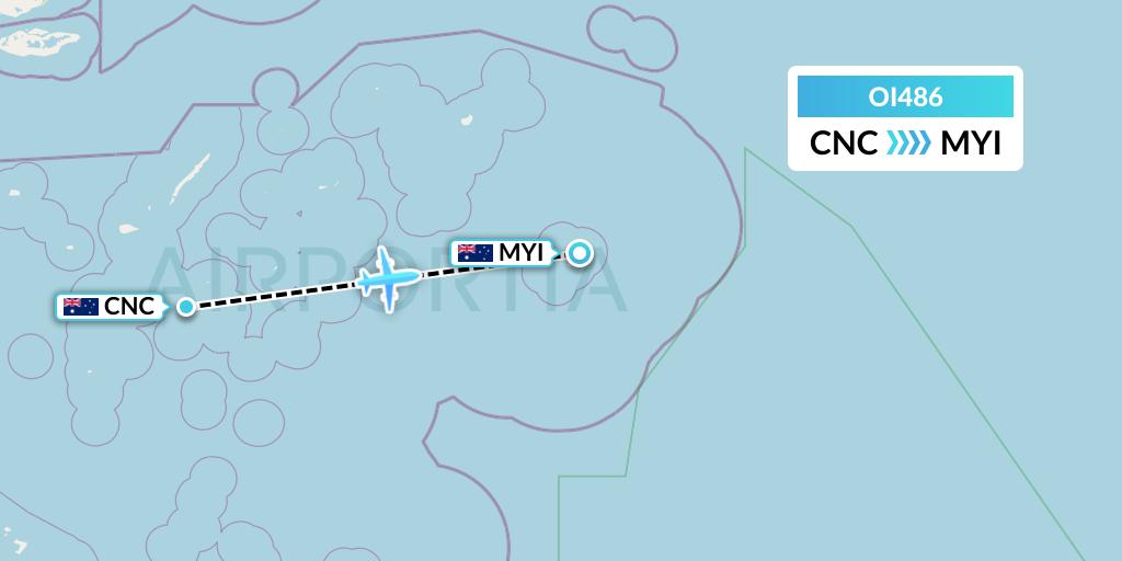 OI486 Hinterland Aviation Flight Map: Australia to Murray Island
