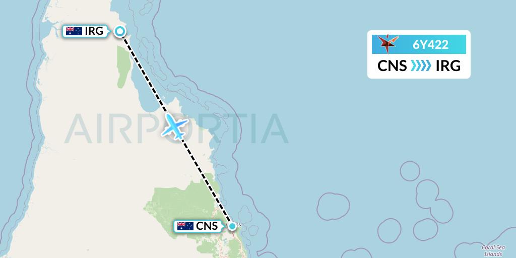 6Y422 SmartLynx Flight Map: Cairns to Australia