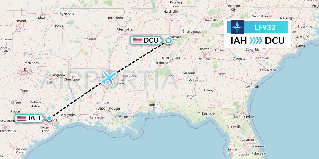 LF932 Corporate Flight Management Flight Map: Houston to Decatur