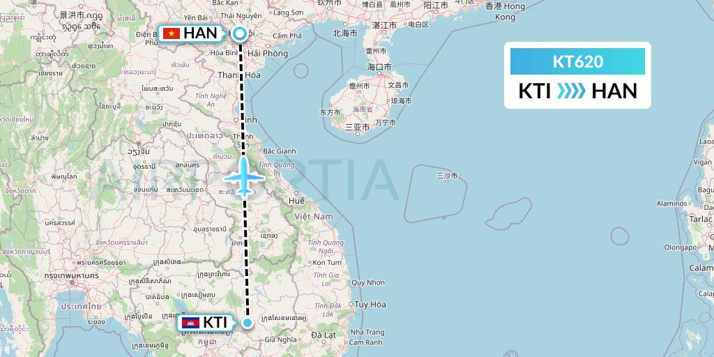 KT620 SiAvia d.o.o. Flight Map: Kratie to Hanoi