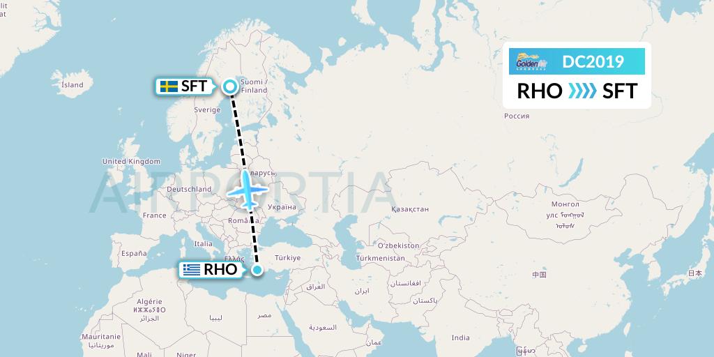 DC2019 Braathens Regional Flight Map: Rhodes to Skelleftea
