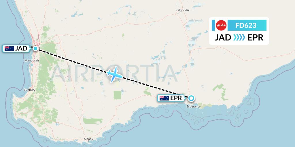 FD623 Thai AirAsia Flight Map: Perth to Esperance