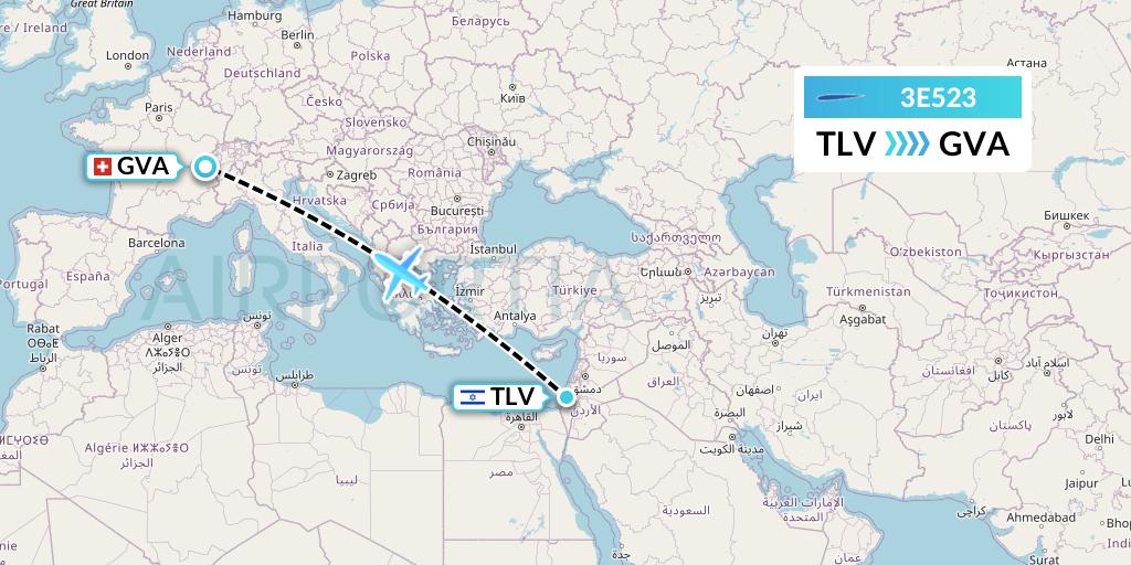 3E523 Air Choice One Flight Map: Tel Aviv to Geneva