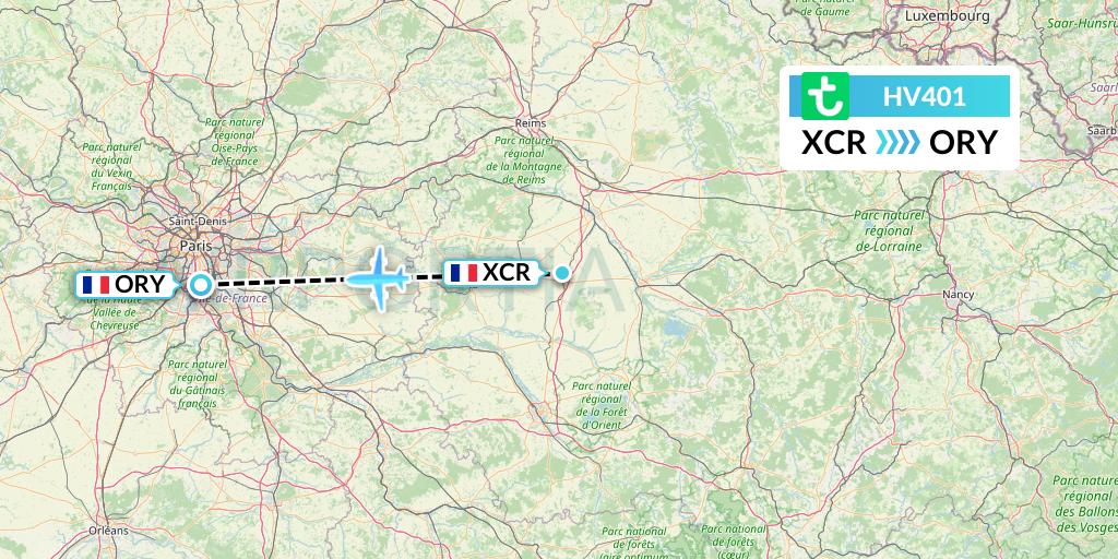 HV401 Transavia Flight Map: Paris to Paris