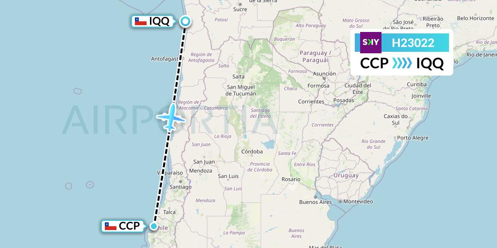 H23022 Sky Airline Flight Map: Concepcion to Iquique