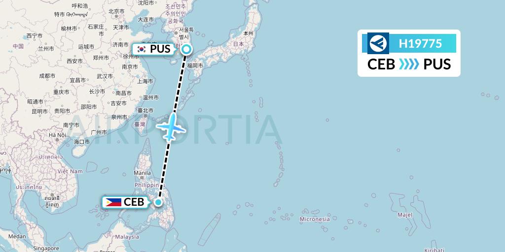 H19775 Hahn Air Systems Flight Map: Cebu to Busan