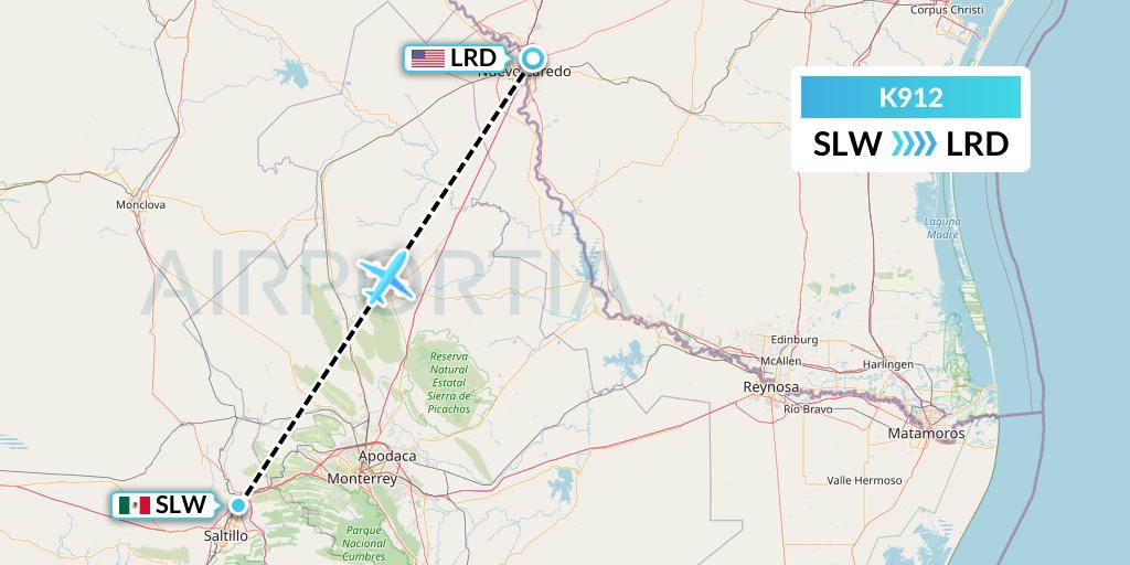 K912 Kalitta Charters Flight Map: Saltillo to Laredo