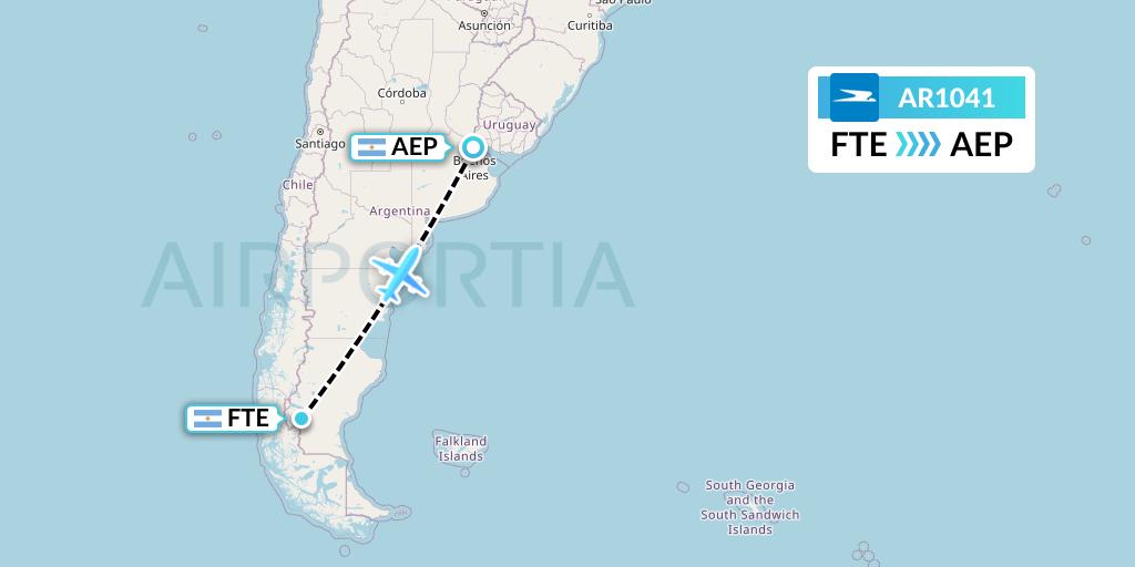 AR1041 Aerolineas Argentinas Flight Map: El Calafate to Buenos Aires