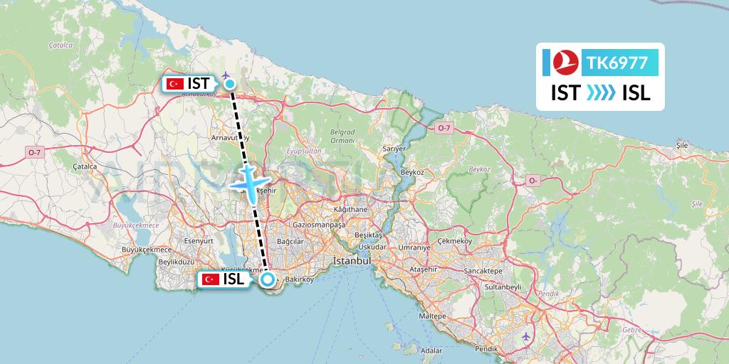 TK6977 Turkish Airlines Flight Map: Istanbul to Istanbul