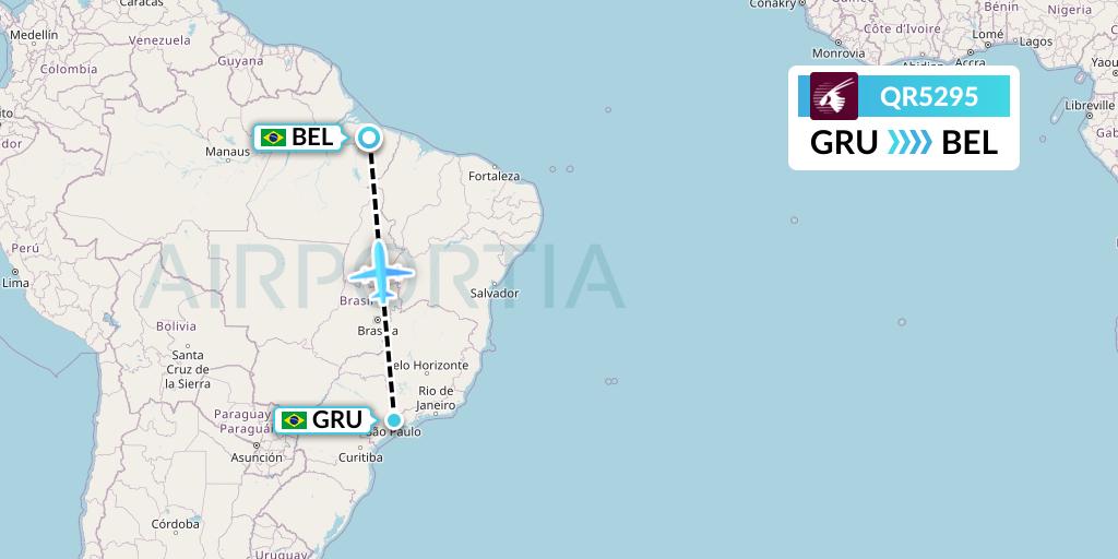 QR5295 Qatar Airways Flight Map: Sao Paulo to Belem