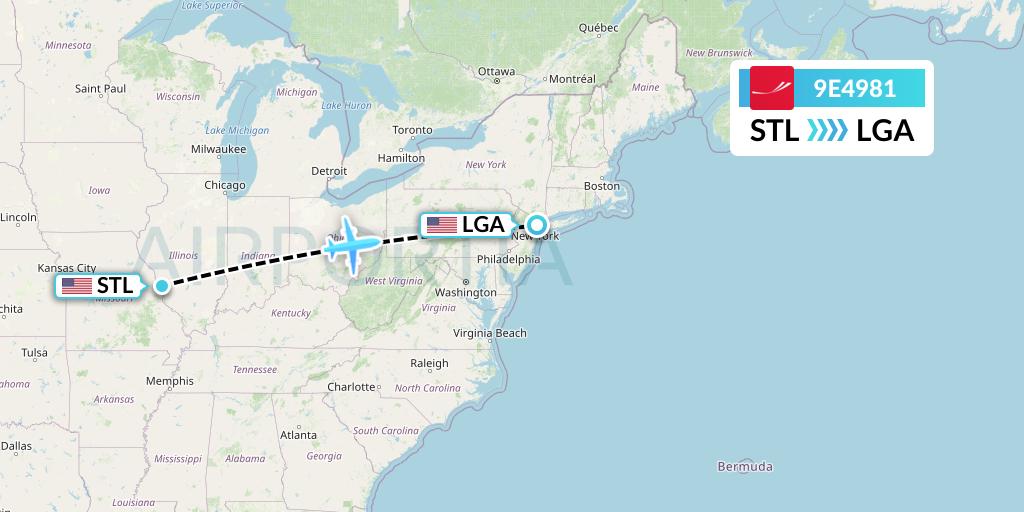 9E4981 Endeavor Air Flight Map: St. Louis to New York