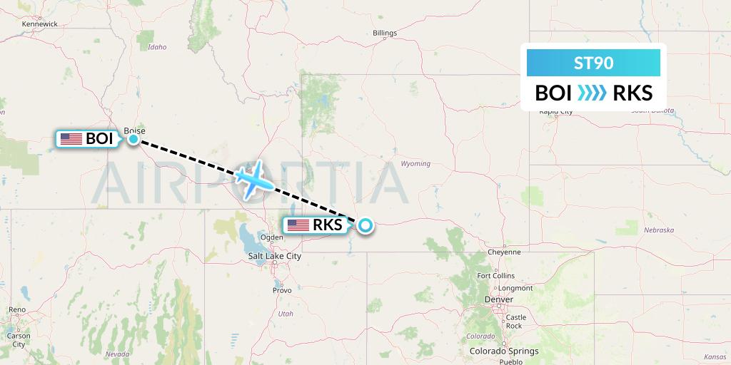 ST90 Air Thanlwin Flight Map: Boise to Rock Springs