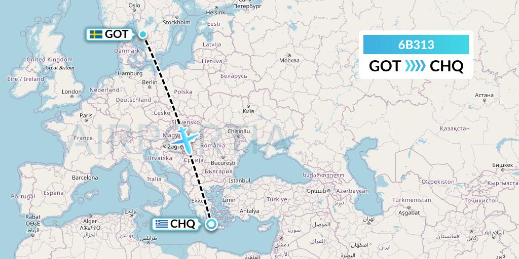6B313 TUI fly Nordics Flight Map: Gothenburg to Chania