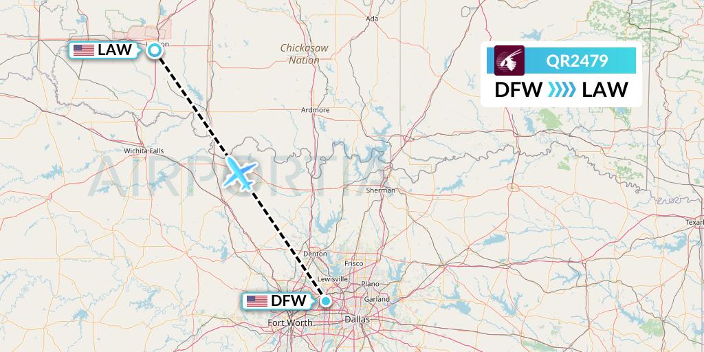 QR2479 Qatar Airways Flight Map: Dallas to Lawton
