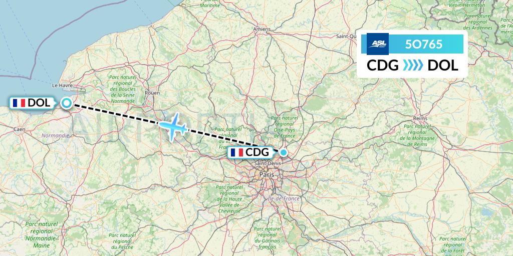 5O765 ASL Airlines France Flight Map: Paris to Deauville