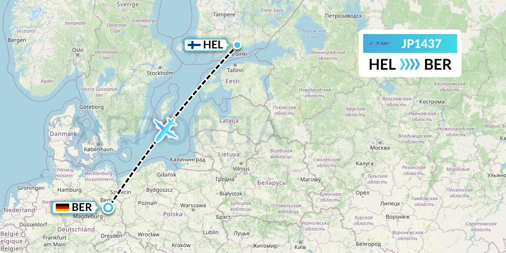 JP1437 Adria Airways Flight Map: Helsinki to Berlin