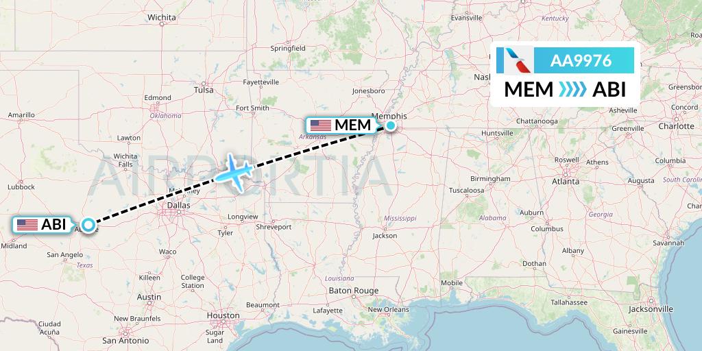 AA9976 American Airlines Flight Map: Memphis to Abilene