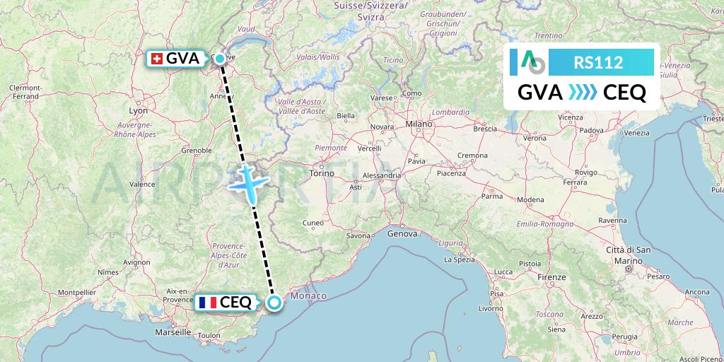 RS112 Air Seoul Flight Map: Geneva to Cannes