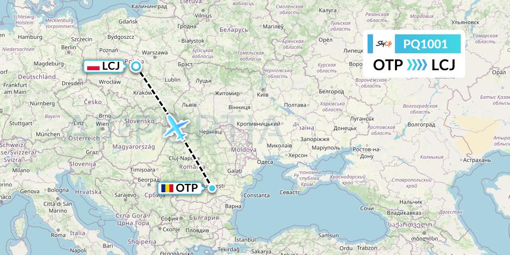 PQ1001 SkyUp Airlines Flight Map: Bucharest to Lodz