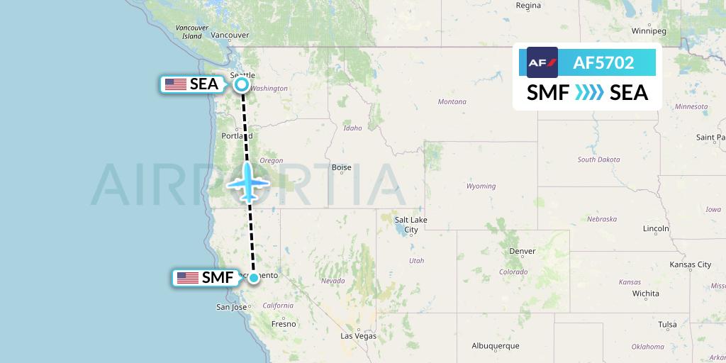 AF5702 Air France Flight Map: Sacramento to Seattle