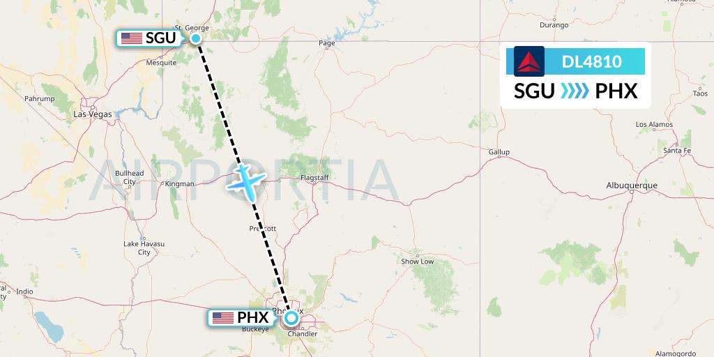 DL4810 Delta Air Lines Flight Map: St. George to Phoenix