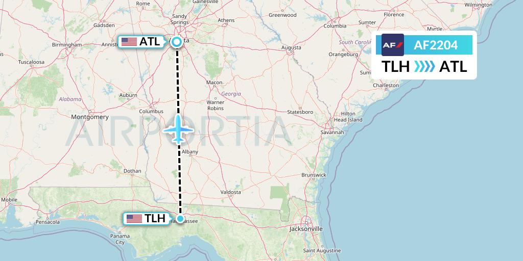 AF2204 Air France Flight Map: Tallahassee to Atlanta