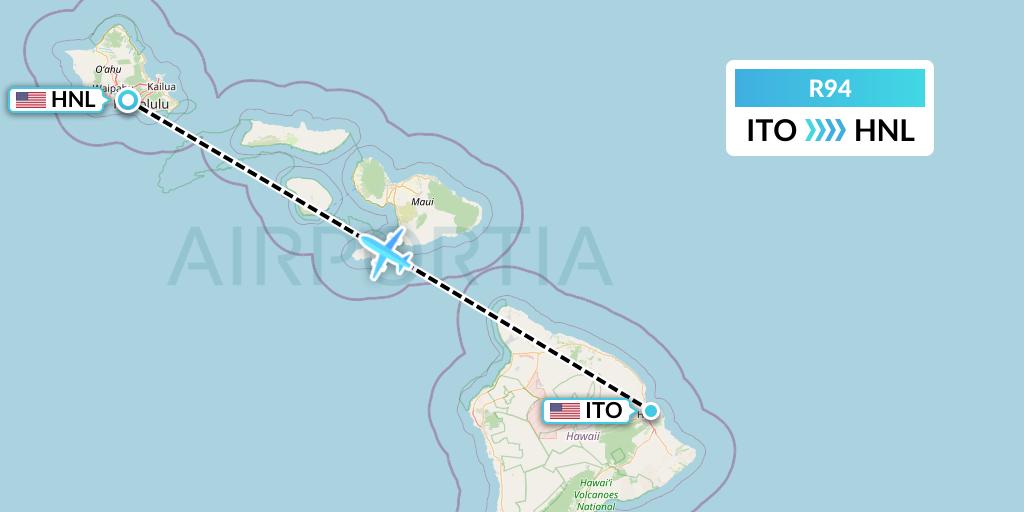 R94 Roblex Aviation Flight Map: Hilo to Honolulu