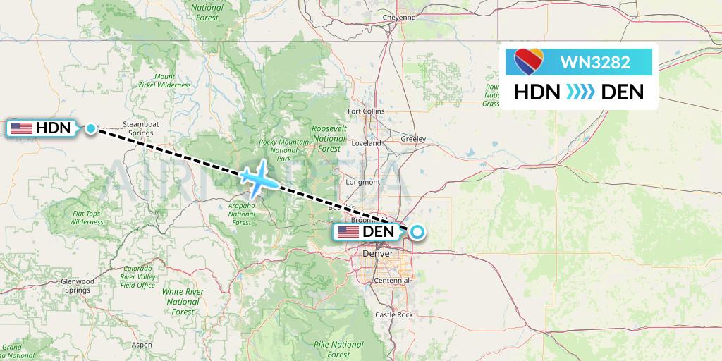 WN3282 Southwest Airlines Flight Map: Hayden to Denver