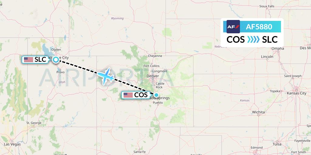 AF5880 Air France Flight Map: Colorado Springs to Salt Lake City