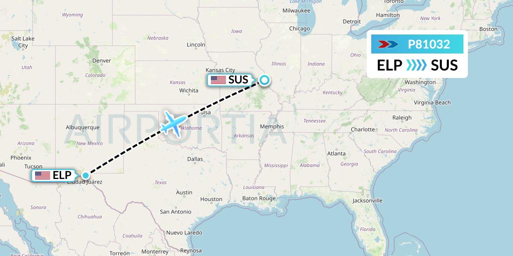 P81032 Sprint Air Flight Map: El Paso to St. Louis