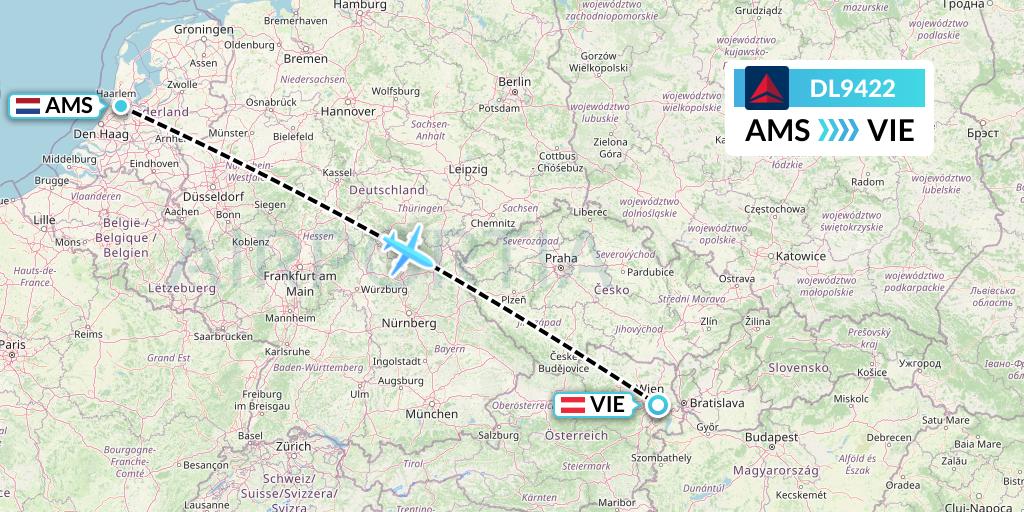 DL9422 Delta Air Lines Flight Map: Amsterdam to Vienna