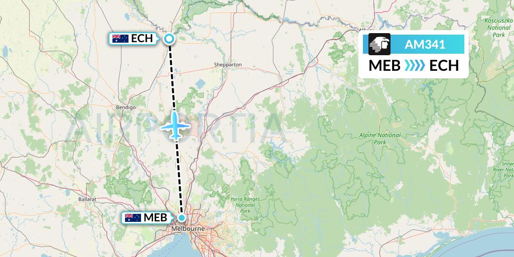 AM341 Aeromexico Flight Map: Essendon to Echuca