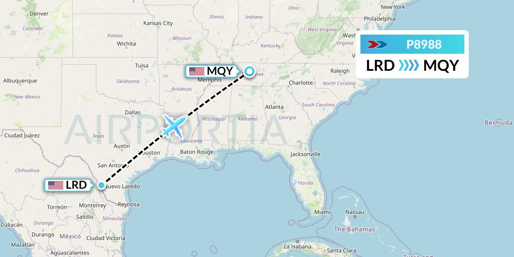 P8988 Sprint Air Flight Map: Laredo to Smyrna