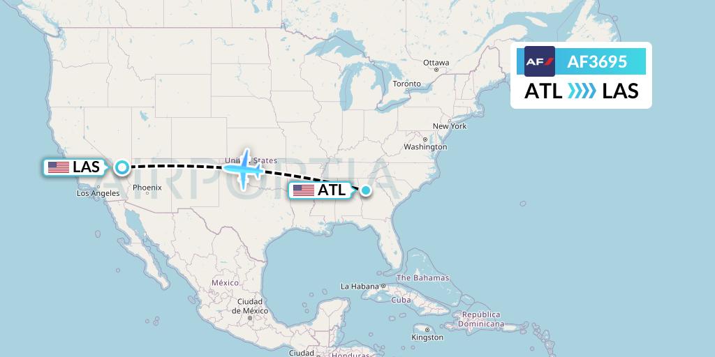AF3695 Air France Flight Map: Atlanta to Las Vegas