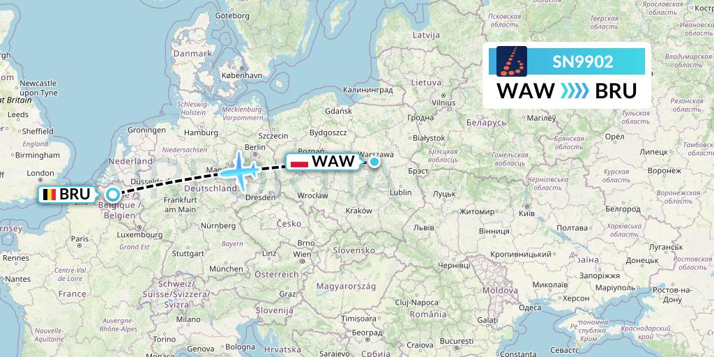 SN9902 Brussels Airlines Flight Map: Warsaw to Brussels