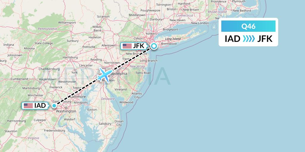 Q46 Euroairlines Flight Map: Washington to New York