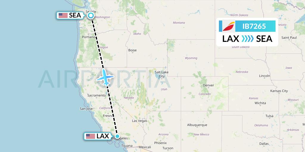 IB7265 Iberia Flight Map: Los Angeles to Seattle