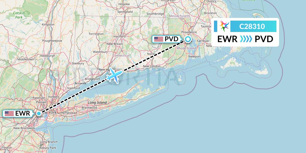 C28310 Ceiba Intercontinental Flight Map: New York to Providence