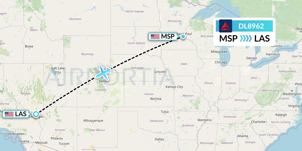 DL8962 Delta Air Lines Flight Map: Minneapolis to Las Vegas