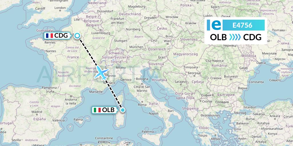 E4756 Estelar Latinoamerica C.A. Flight Map: Olbia to Paris